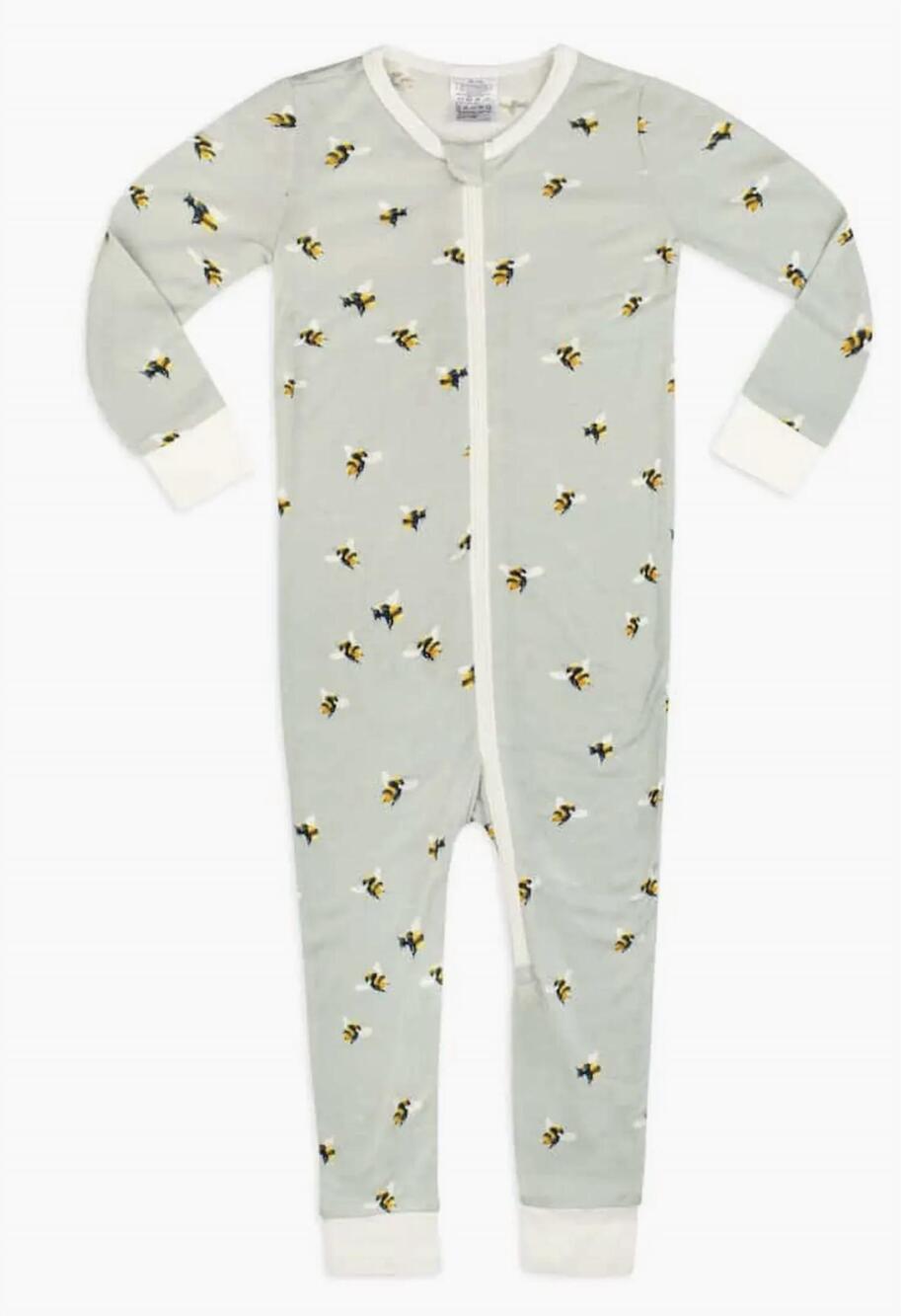 NEW MILKBARN kid's bumblebee bamboo zipper pajama in blue